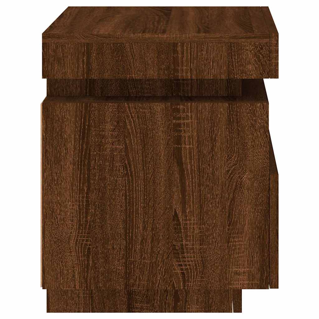 Noćni ormarić s LED svjetlima boja smeđeg hrasta 40x39x48,5 cm