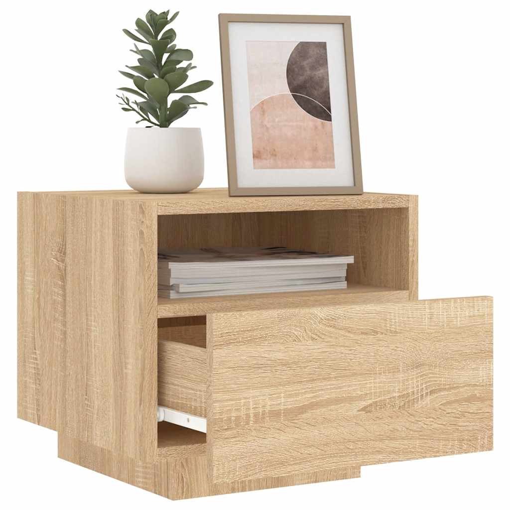 Noćni ormarići s LED svjetlima 2 kom boja hrasta 40x39x37 cm