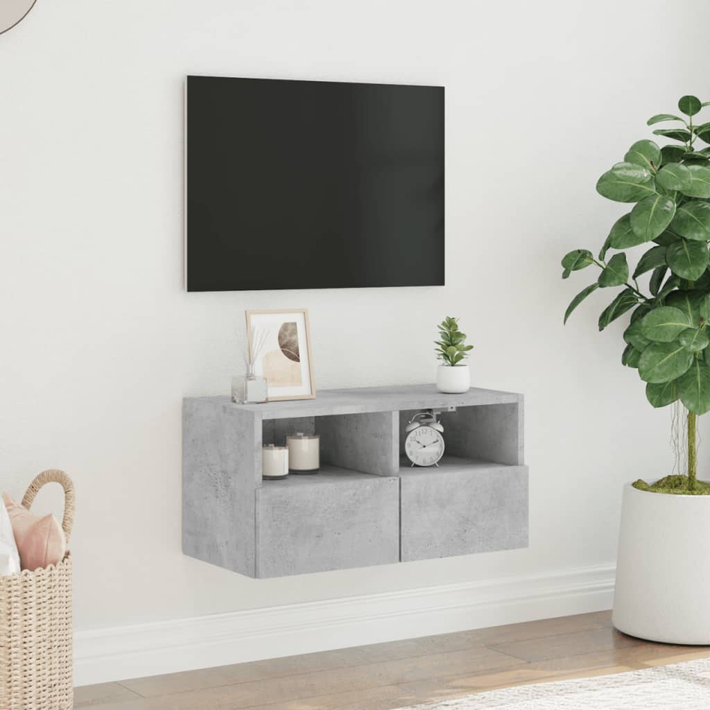 Zidni TV ormarić siva boja betona 60x30x30 cm konstruirano drvo