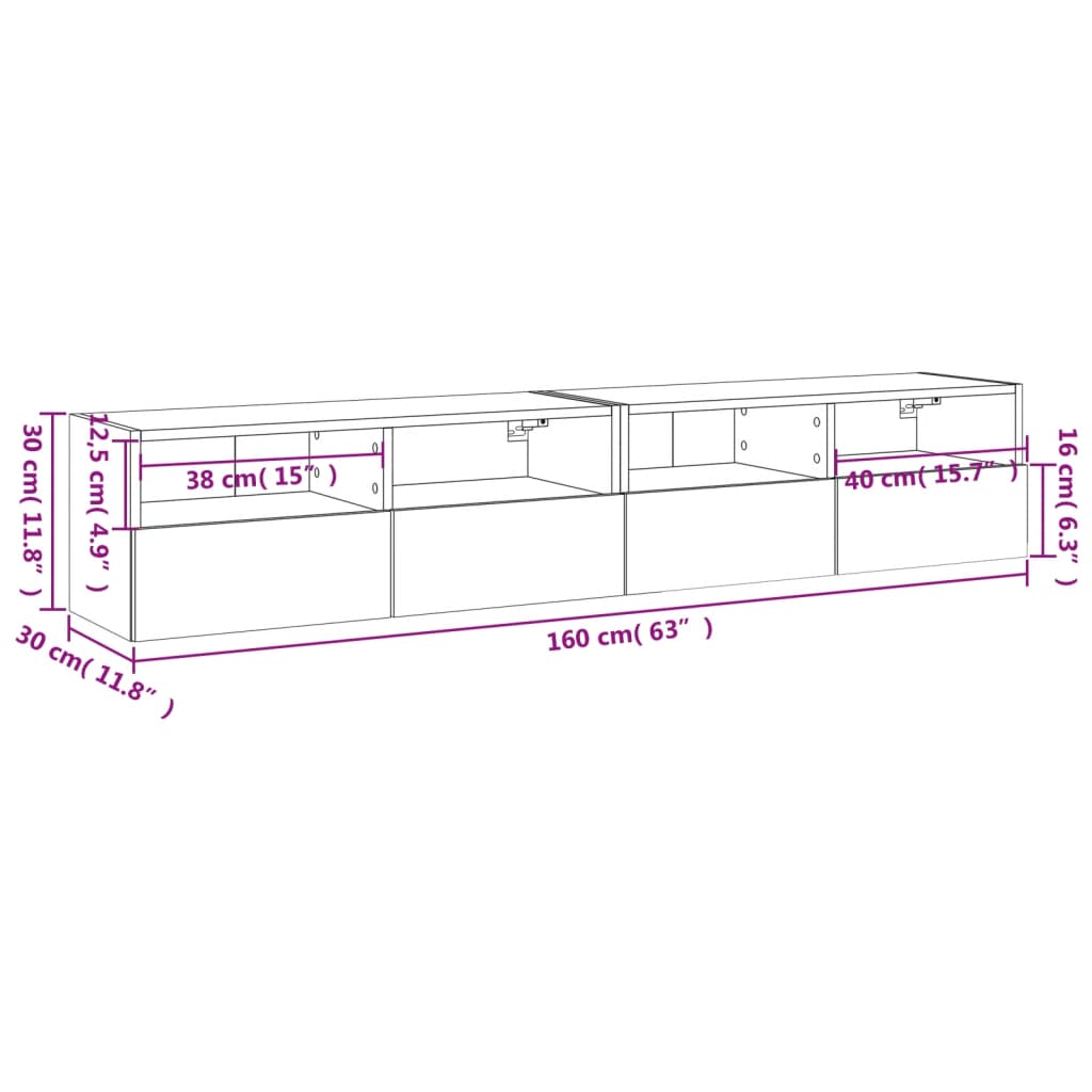 Zidni TV ormarići 2 kom bijeli 80x30x30 cm konstruirano drvo