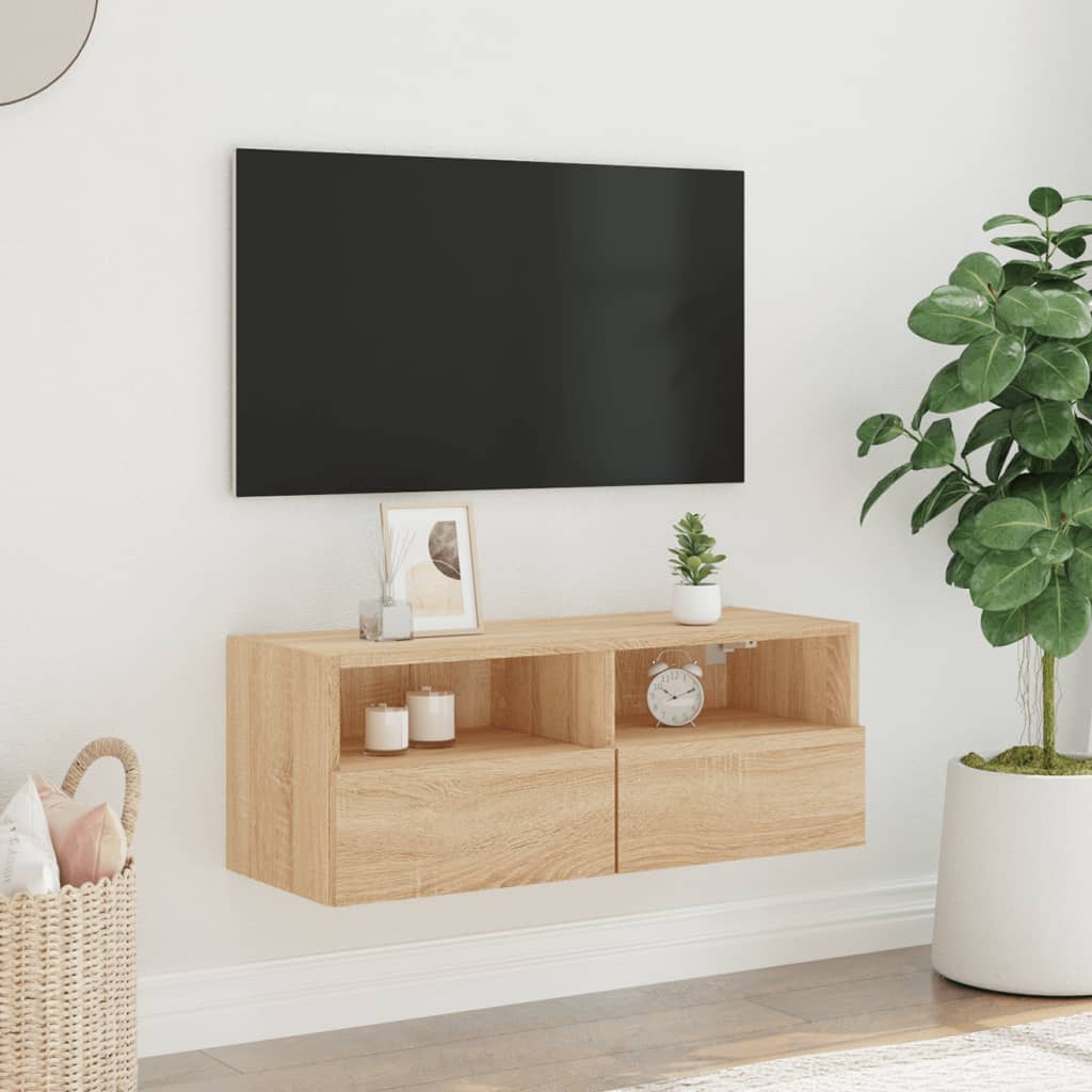 Zidni TV ormarić boja hrasta 80 x 30 x 30 cm konstruirano drvo
