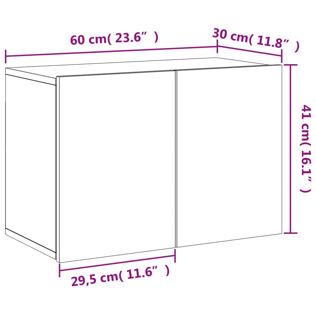 Zidni TV ormarić bijeli 60 x30 x 41 cm
