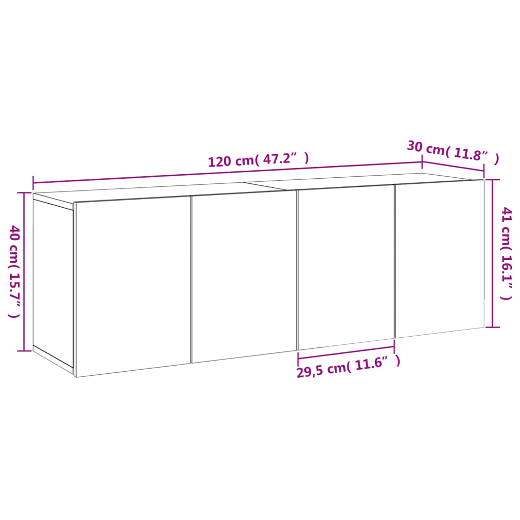 Zidni TV ormarići 2 kom boja hrasta sonome 60 x30 x 41 cm