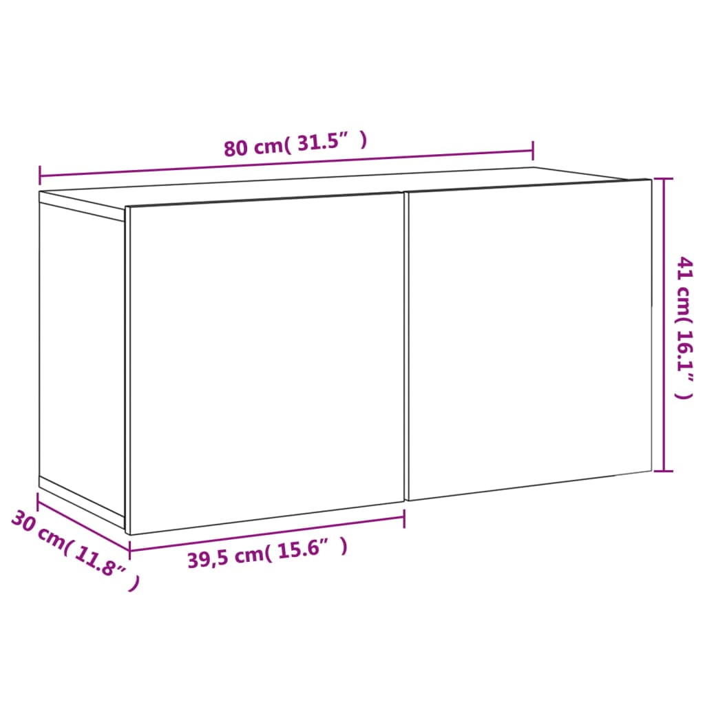 Zidni TV ormarić sivi boja betona 80x30x41 cm