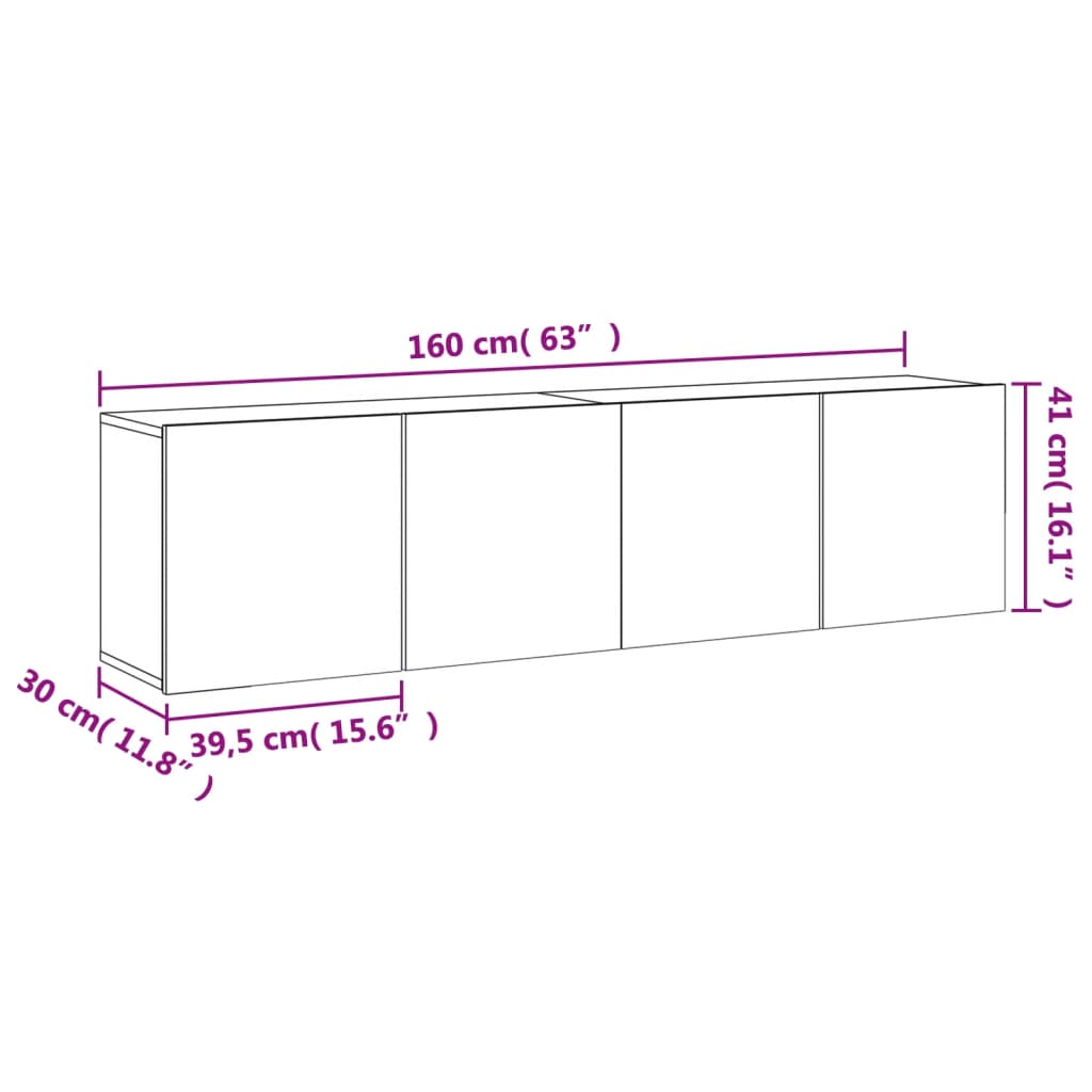 Zidni TV ormarići 2 kom boja dimljenog hrasta 80x30x41 cm