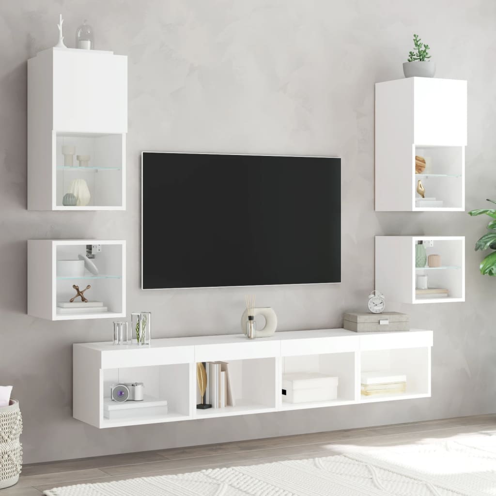 Zidni TV ormarić s LED svjetlima bijeli 30 x 28,5 x 30 cm