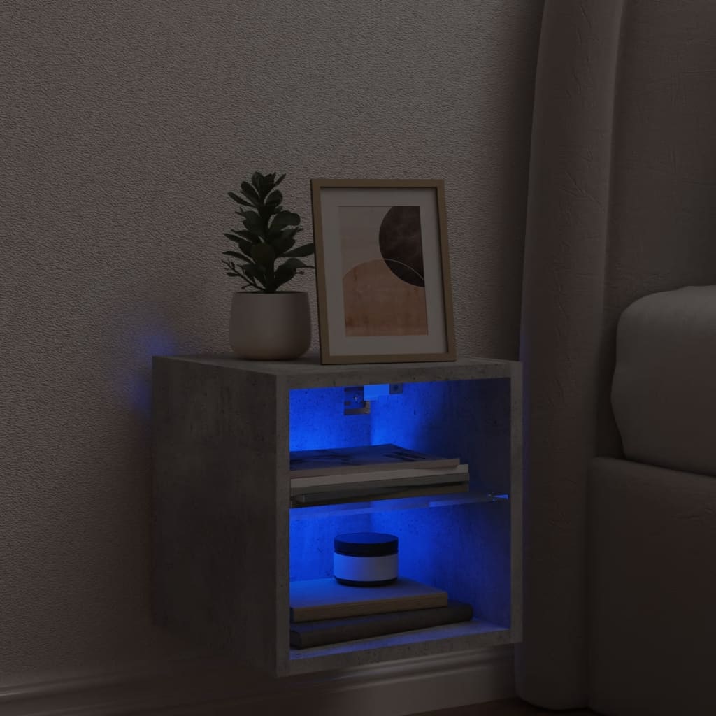 TV ormarić s LED svjetlima siva boja betona 30 x 28,5 x 30 cm