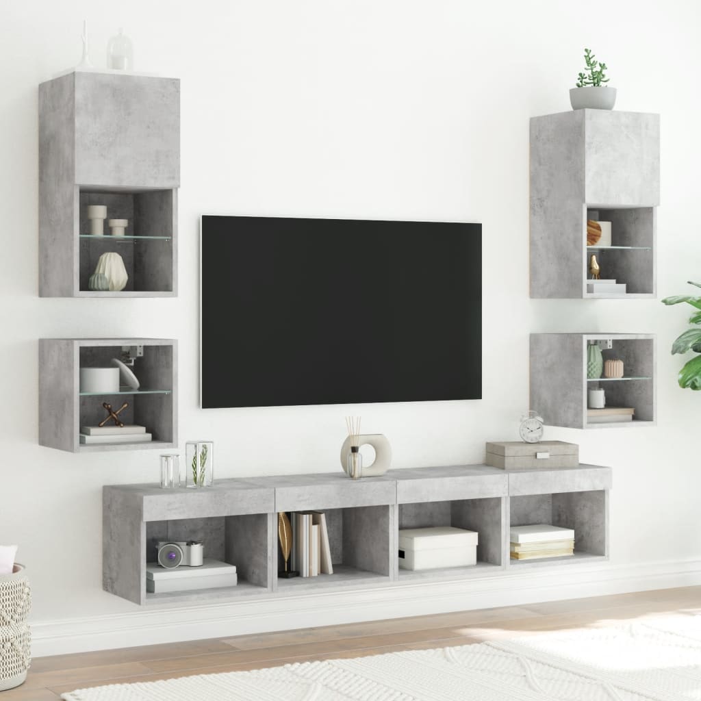 Zidni TV ormarići LED 2 kom boja betona 30 x 28,5 x 30 cm