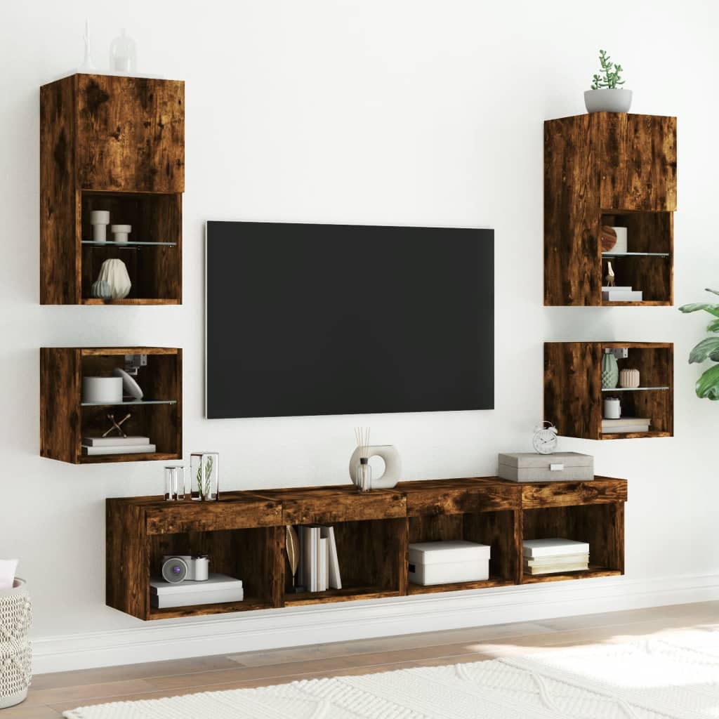 Zidni TV ormarić s LED svjetlima boja hrasta 30 x 28,5 x 30 cm