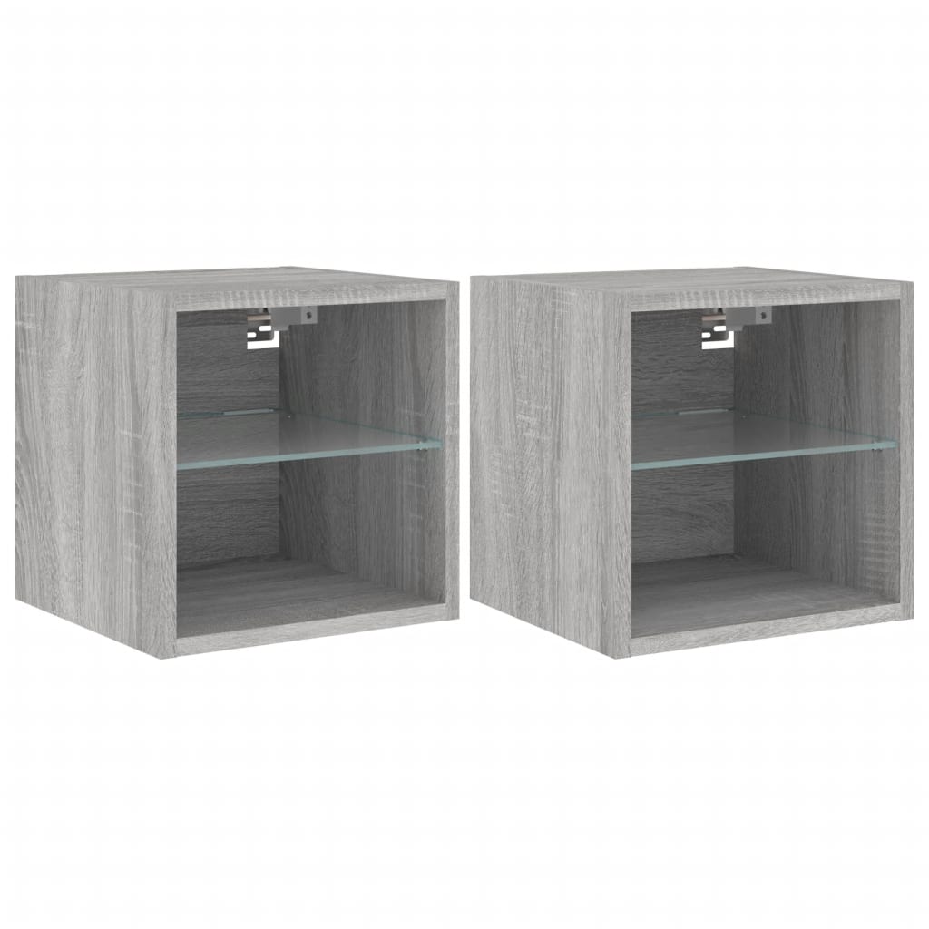 Zidni TV ormarići LED 2 kom siva boja hrasta 30 x 28,5 x 30 cm