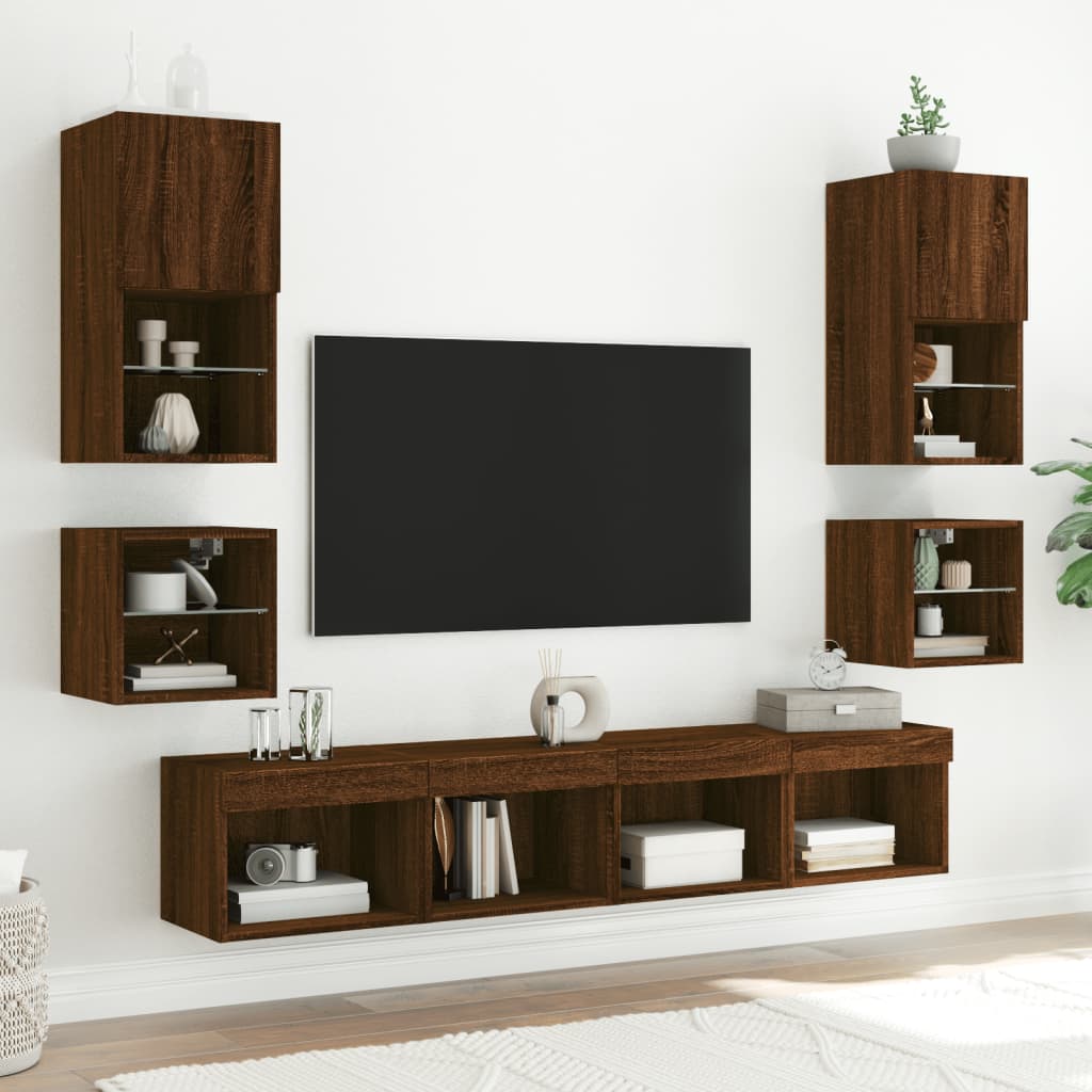 Zidni TV ormarić s LED svjetlima boja hrasta 30 x 28,5 x 30 cm