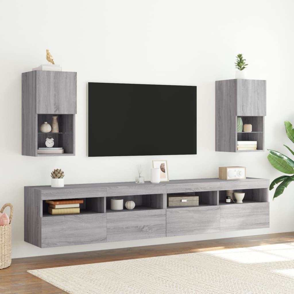 TV ormarići s LED svjetlima 2 kom boja hrasta 30,5x30x60 cm