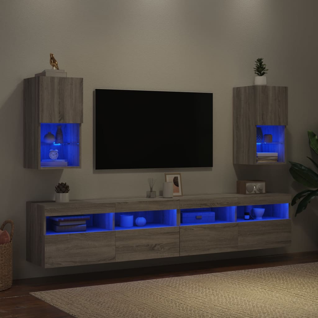 TV ormarići s LED svjetlima 2 kom boja hrasta 30,5x30x60 cm