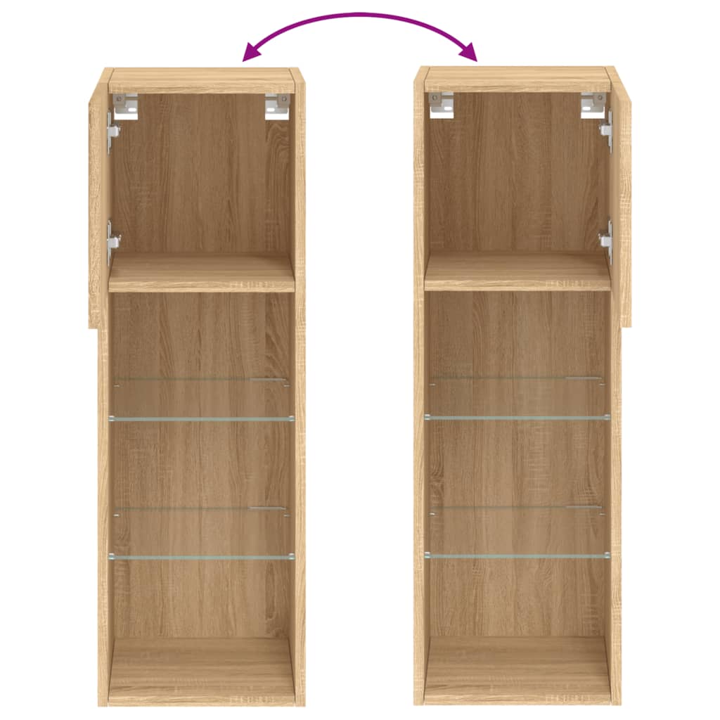 TV ormarići s LED svjetlima 2 kom boja hrasta 30,5 x 30 x 90 cm