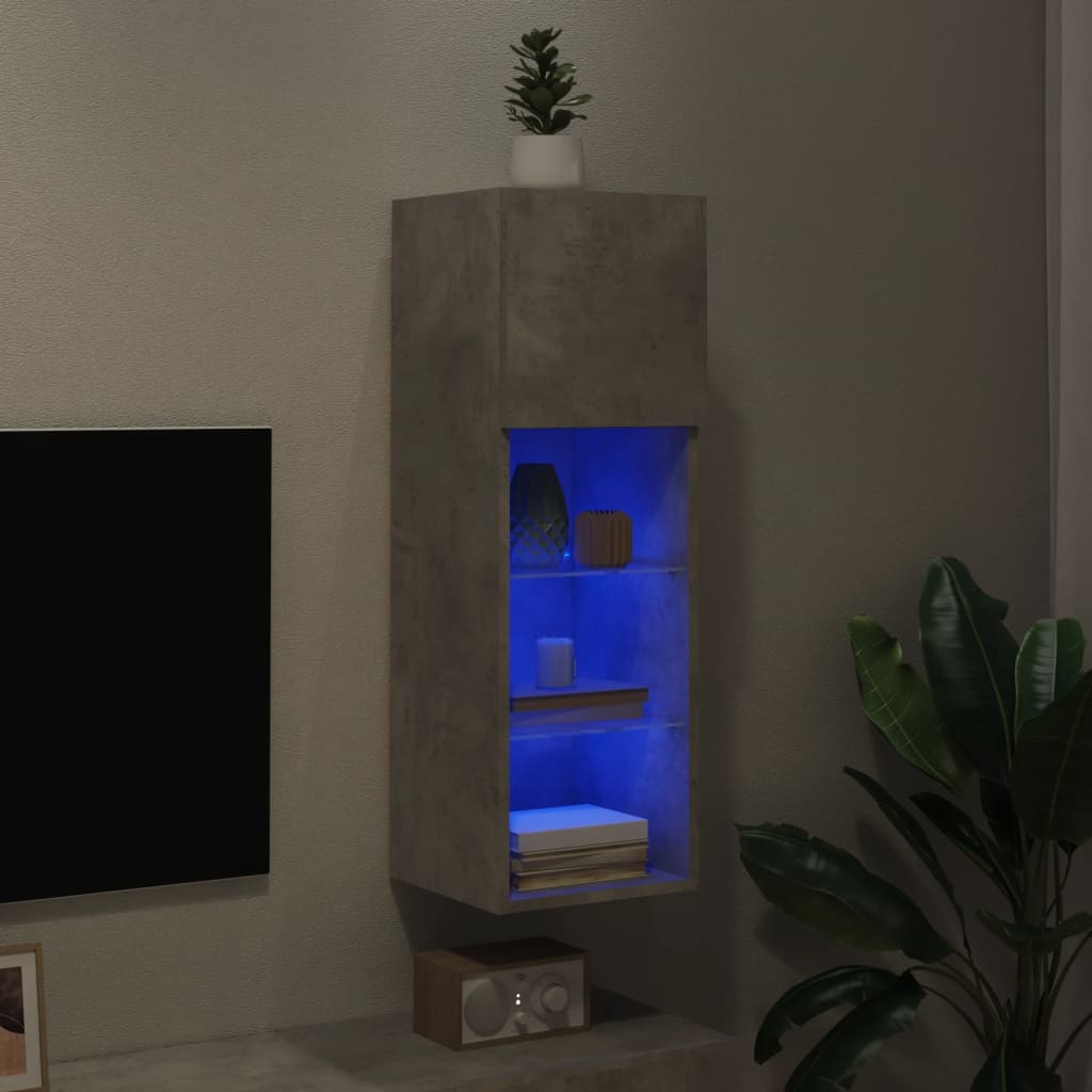 TV ormarić s LED svjetlima siva boja betona 30,5x30x90 cm