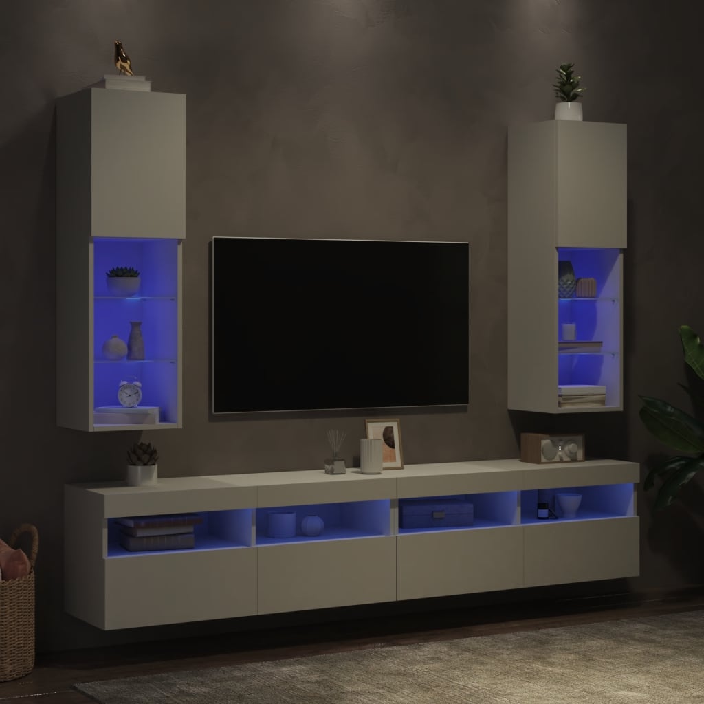 TV ormarići s LED svjetlima 2 kom bijeli 30,5 x 30 x 102 cm