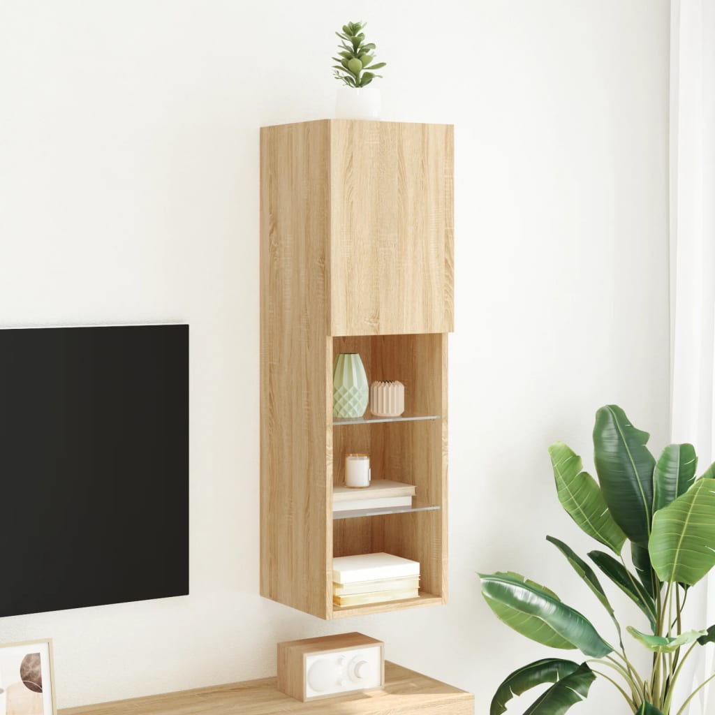TV ormarić s LED svjetlima boja hrasta sonome 30,5x30x102 cm