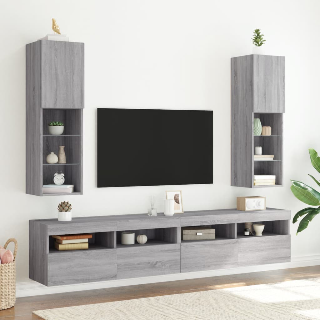 TV ormarić s LED svjetlima boja hrasta 30,5x30x102 cm