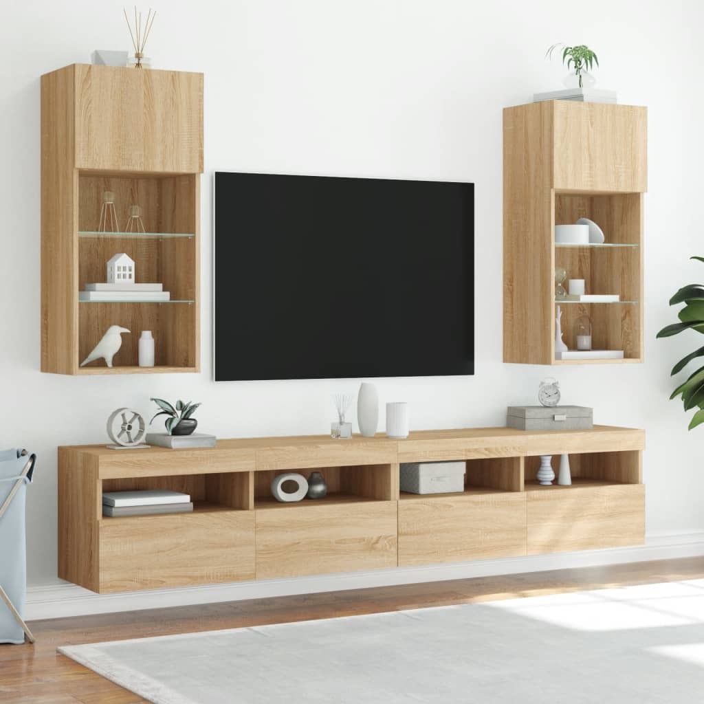 TV ormarić s LED svjetlima boja hrasta sonome 40,5x30x90 cm