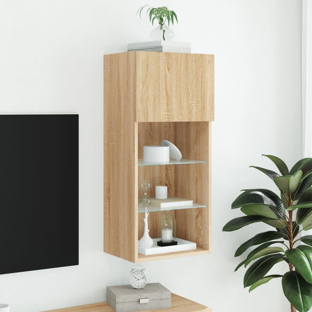 TV ormarić s LED svjetlima boja hrasta sonome 40,5x30x90 cm