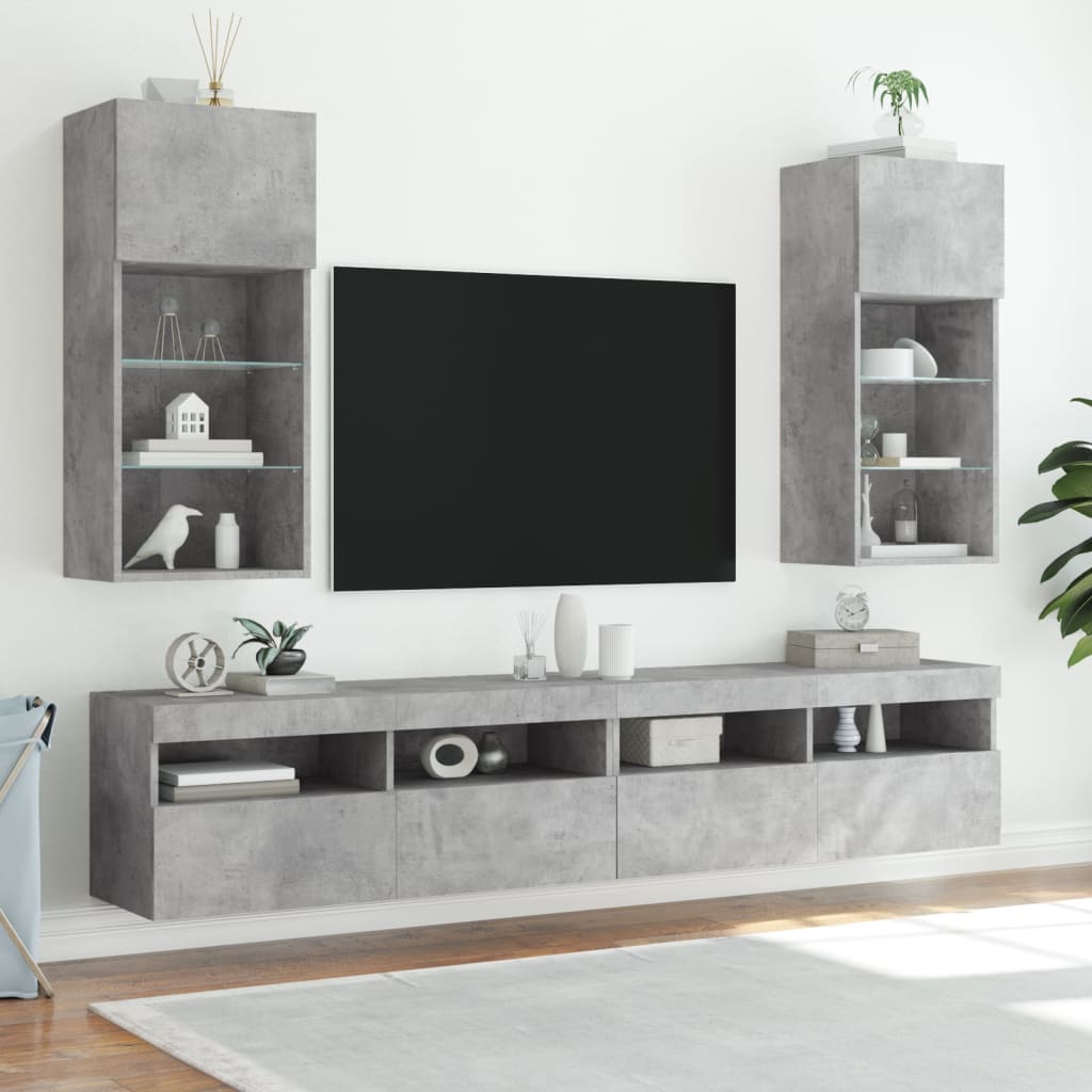 TV ormarići s LED svjetlima 2 kom boja betona 40,5 x 30 x 90 cm