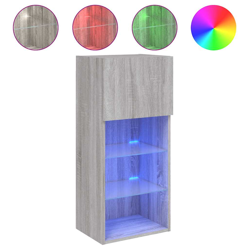 TV ormarić s LED svjetlima boja hrasta 40,5x30x90 cm
