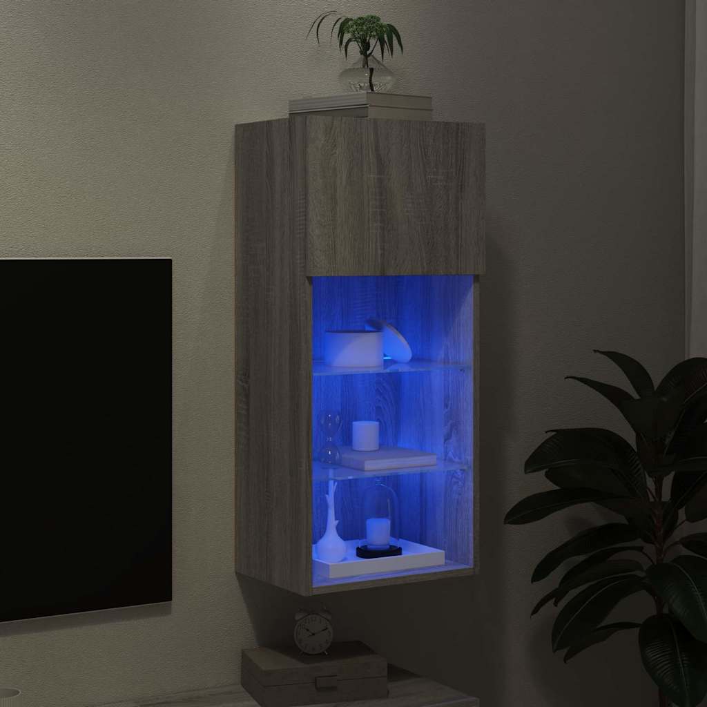 TV ormarić s LED svjetlima boja hrasta 40,5x30x90 cm