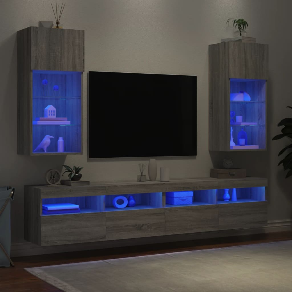 TV ormarići s LED svjetlima 2 kom boja hrasta 40,5 x 30 x 90 cm