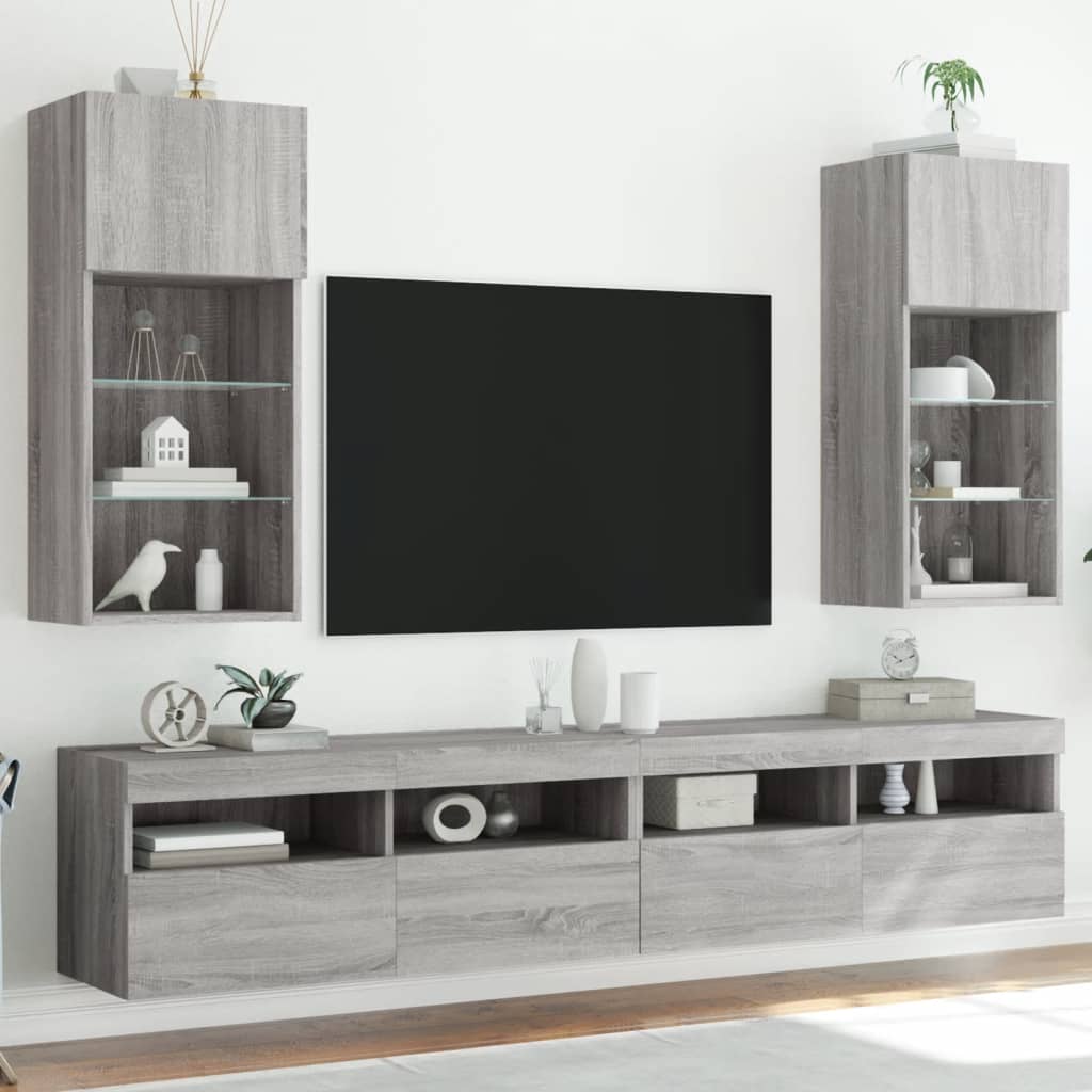 TV ormarići s LED svjetlima 2 kom boja hrasta 40,5 x 30 x 90 cm