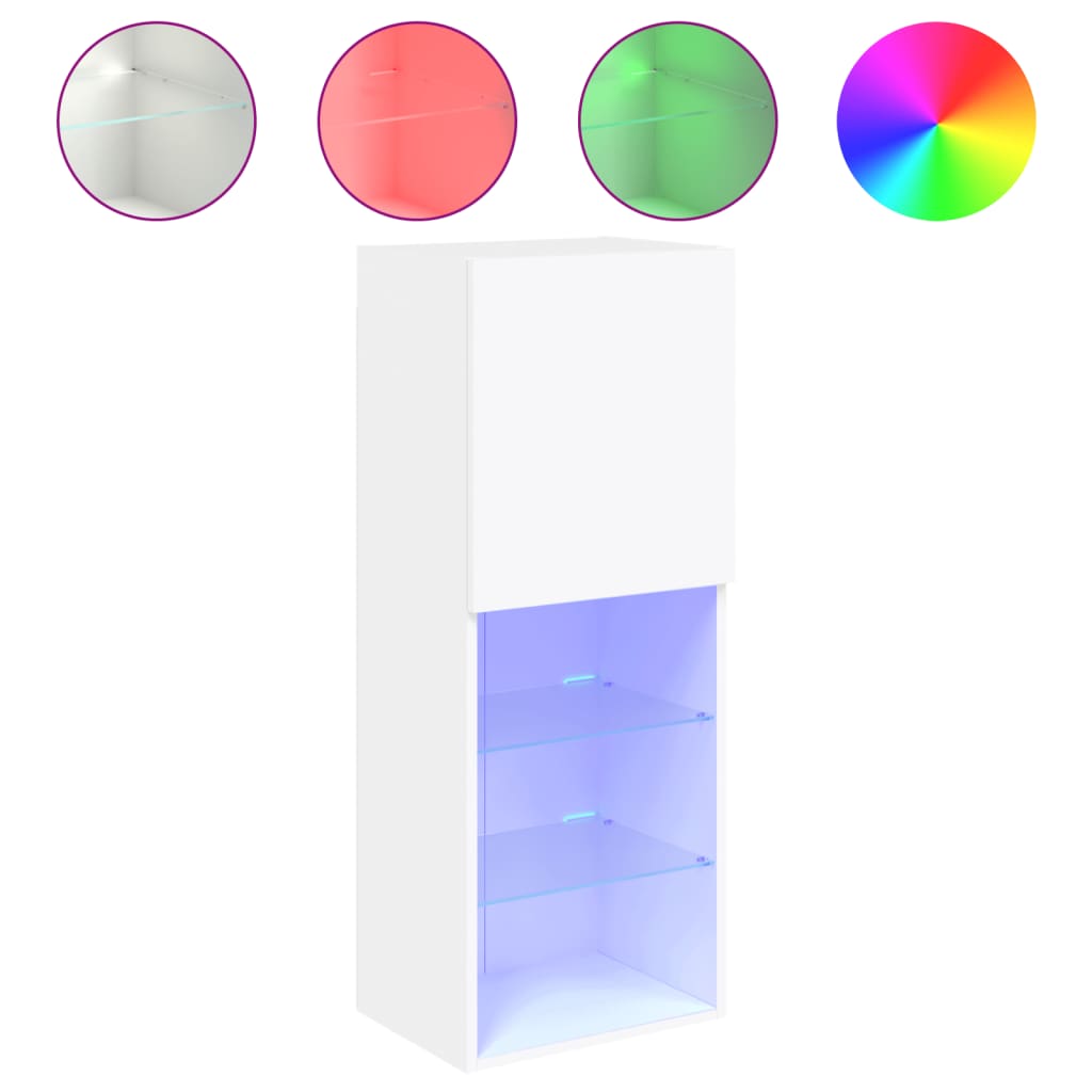 TV ormarić s LED svjetlima bijeli 40,5x30x102 cm
