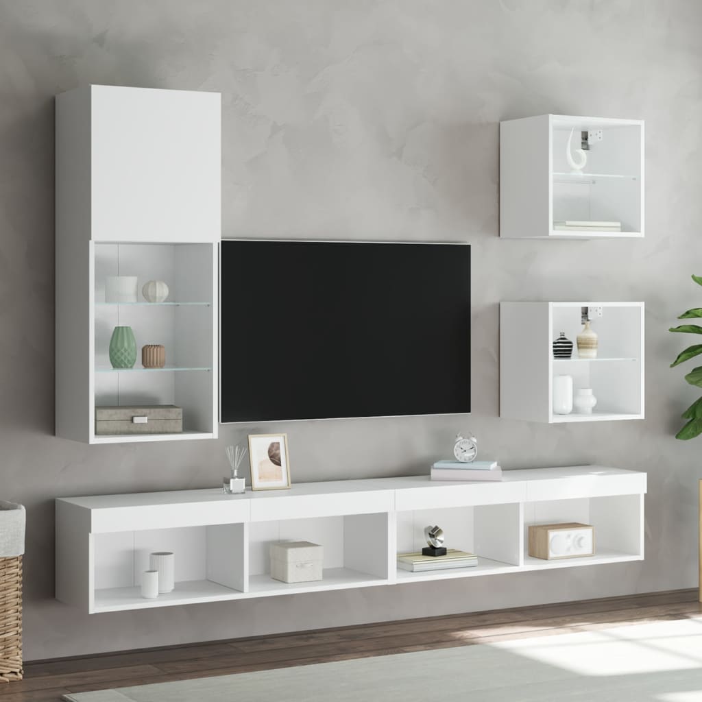 TV ormarić s LED svjetlima bijeli 40,5x30x102 cm