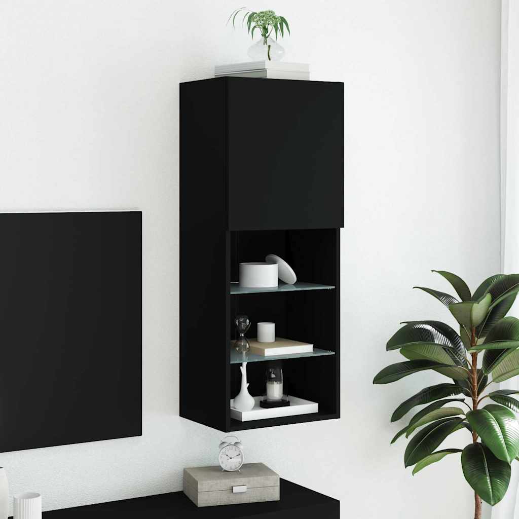 TV ormarići s LED svjetlima 2 kom crni 40,5x30x102 cm