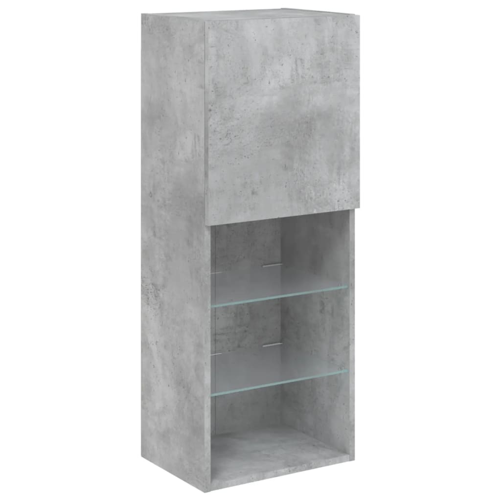 TV ormarić s LED svjetlima siva boja betona 40,5x30x102 cm