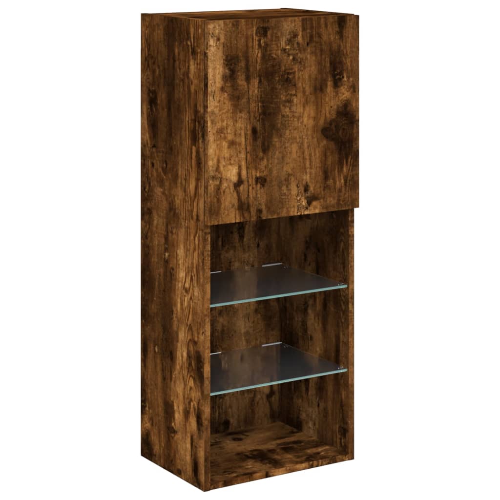 TV ormarić s LED svjetlima boja dimljenog hrasta 40,5x30x102 cm