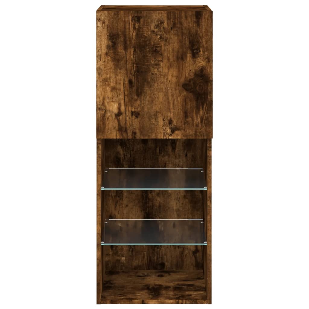 TV ormarić s LED svjetlima boja dimljenog hrasta 40,5x30x102 cm