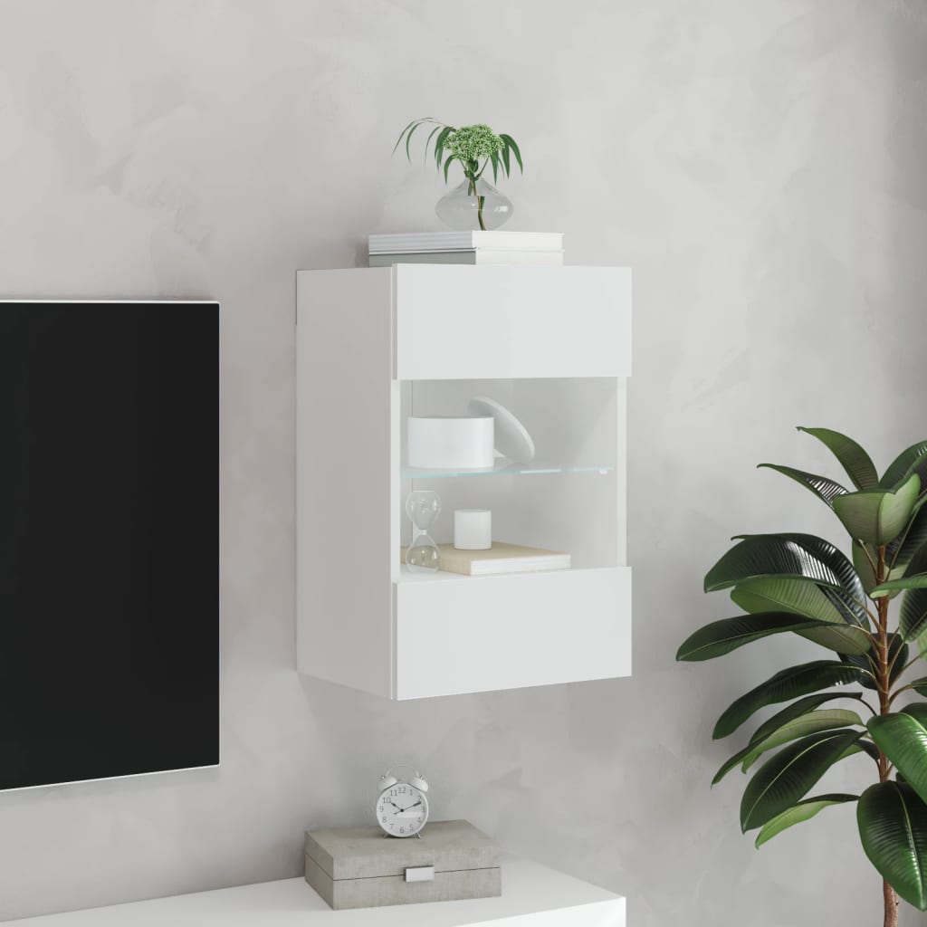 Zidni TV ormarić s LED svjetlima bijeli 40 x 30 x 60,5 cm