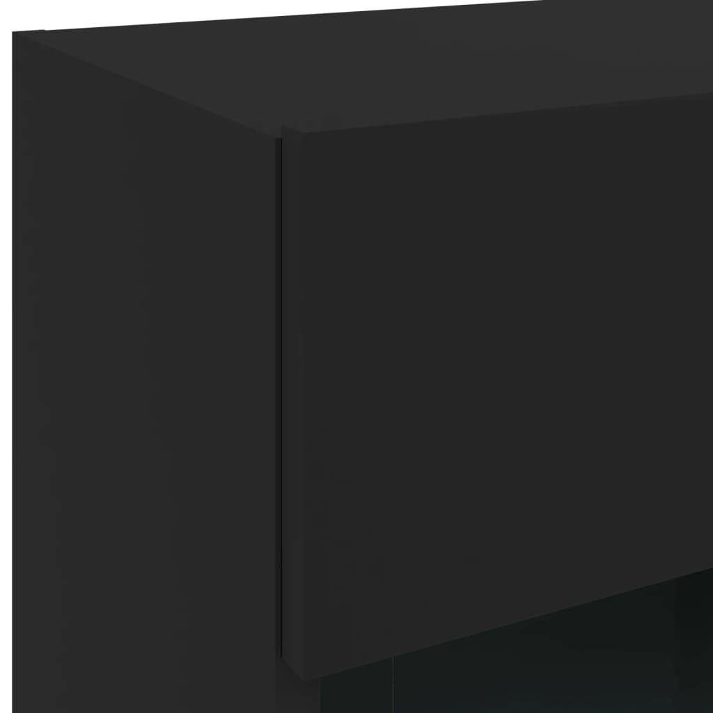 Zidni TV ormarić s LED svjetlima crni 40x30x60,5 cm