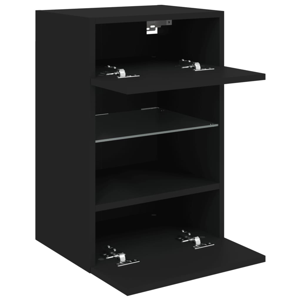 Zidni TV ormarić s LED svjetlima crni 40x30x60,5 cm