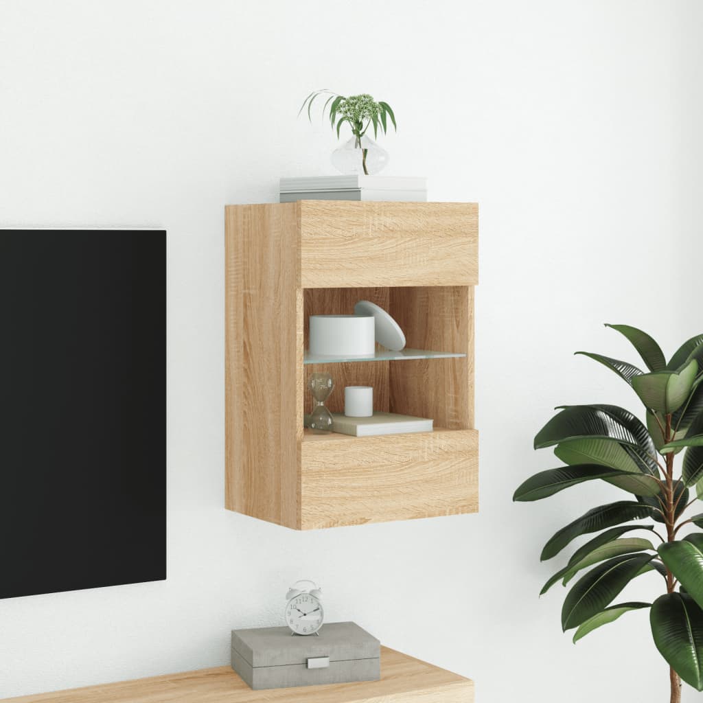 Zidni TV ormarić s LED svjetlima boja hrasta 40x30x60,5 cm