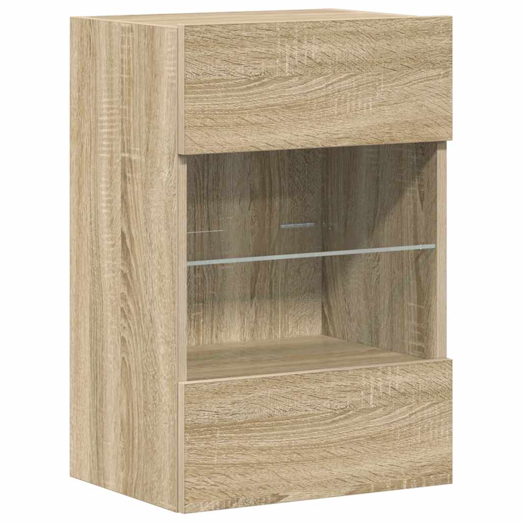 Zidni ormarići s LED svjetlima za TV 2 kom boja hrasta 40 x 30 x 60,5 cm