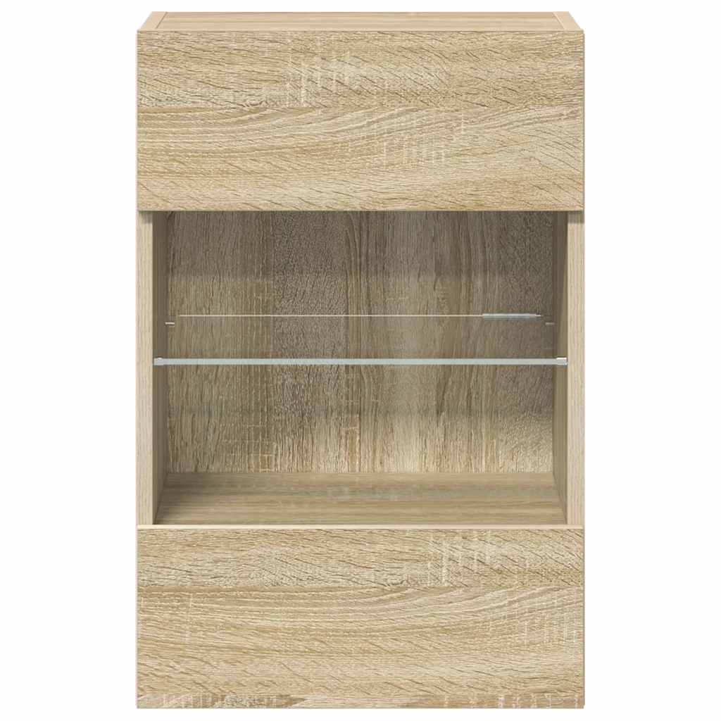 Zidni ormarići s LED svjetlima za TV 2 kom boja hrasta 40 x 30 x 60,5 cm