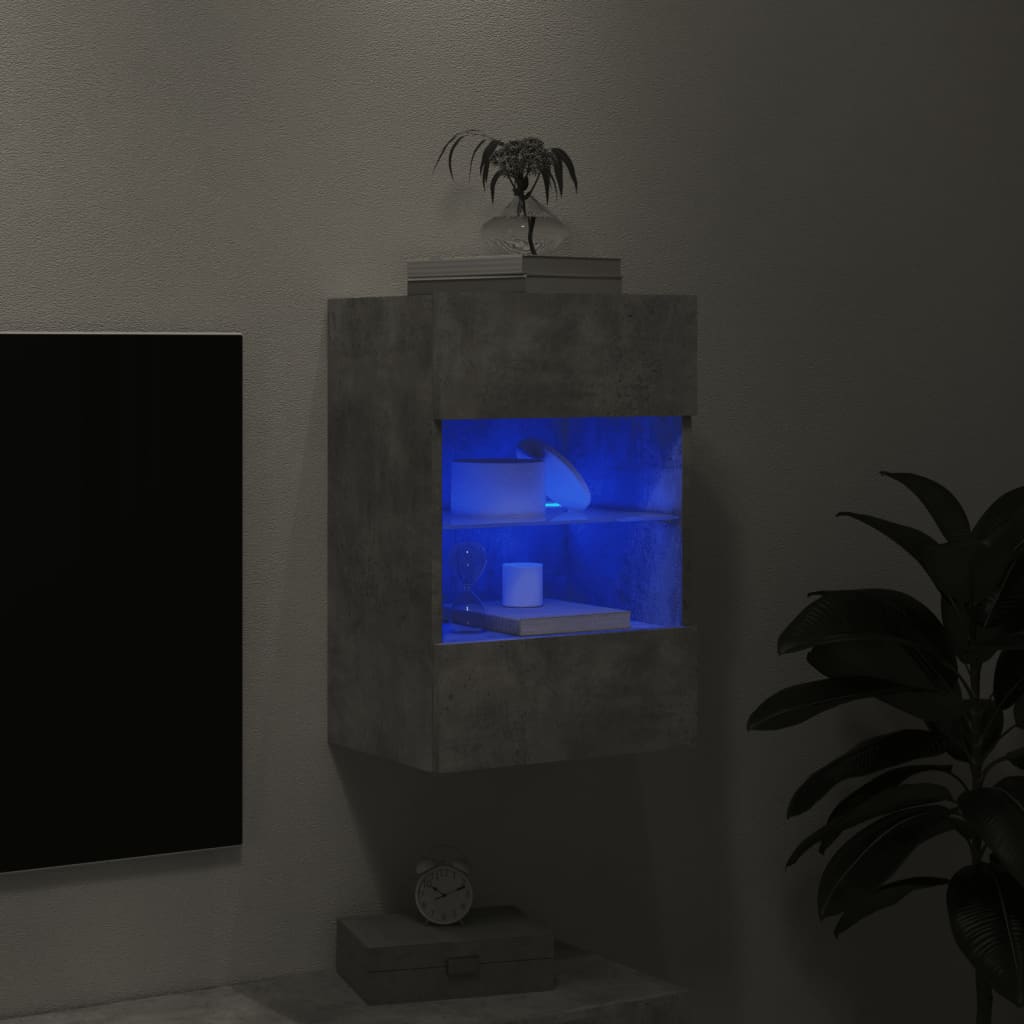 TV ormarić s LED svjetlima siva boja betona 40x30x60,5 cm