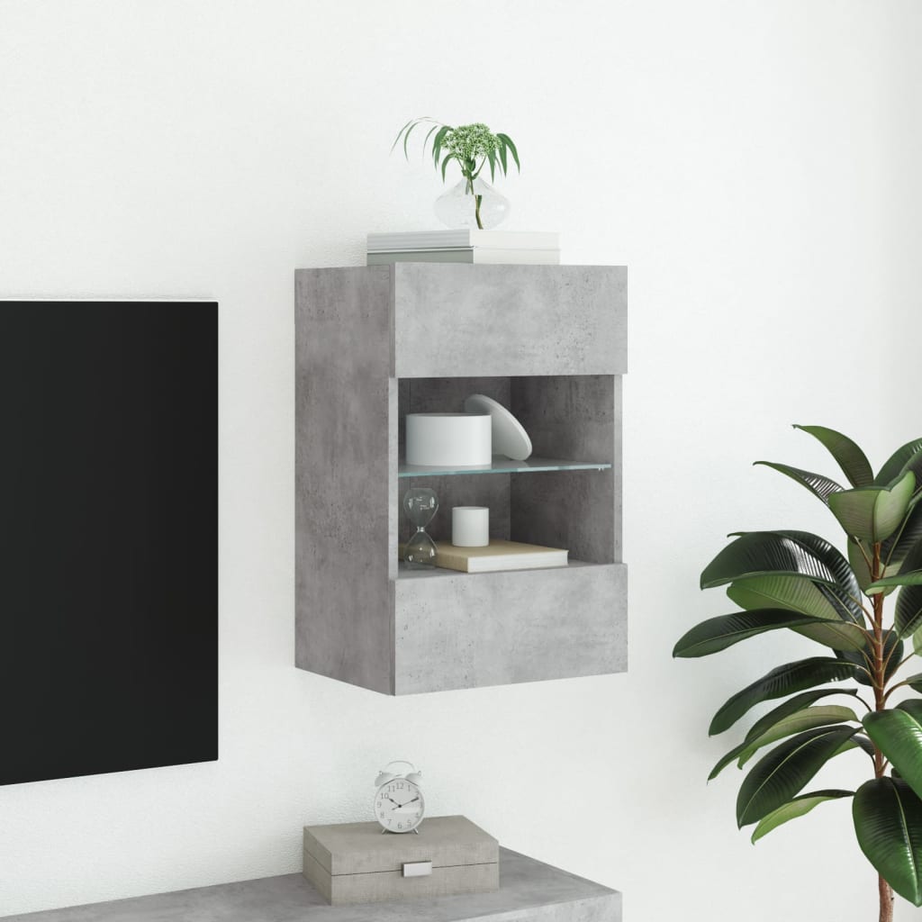 TV ormarić s LED svjetlima siva boja betona 40x30x60,5 cm