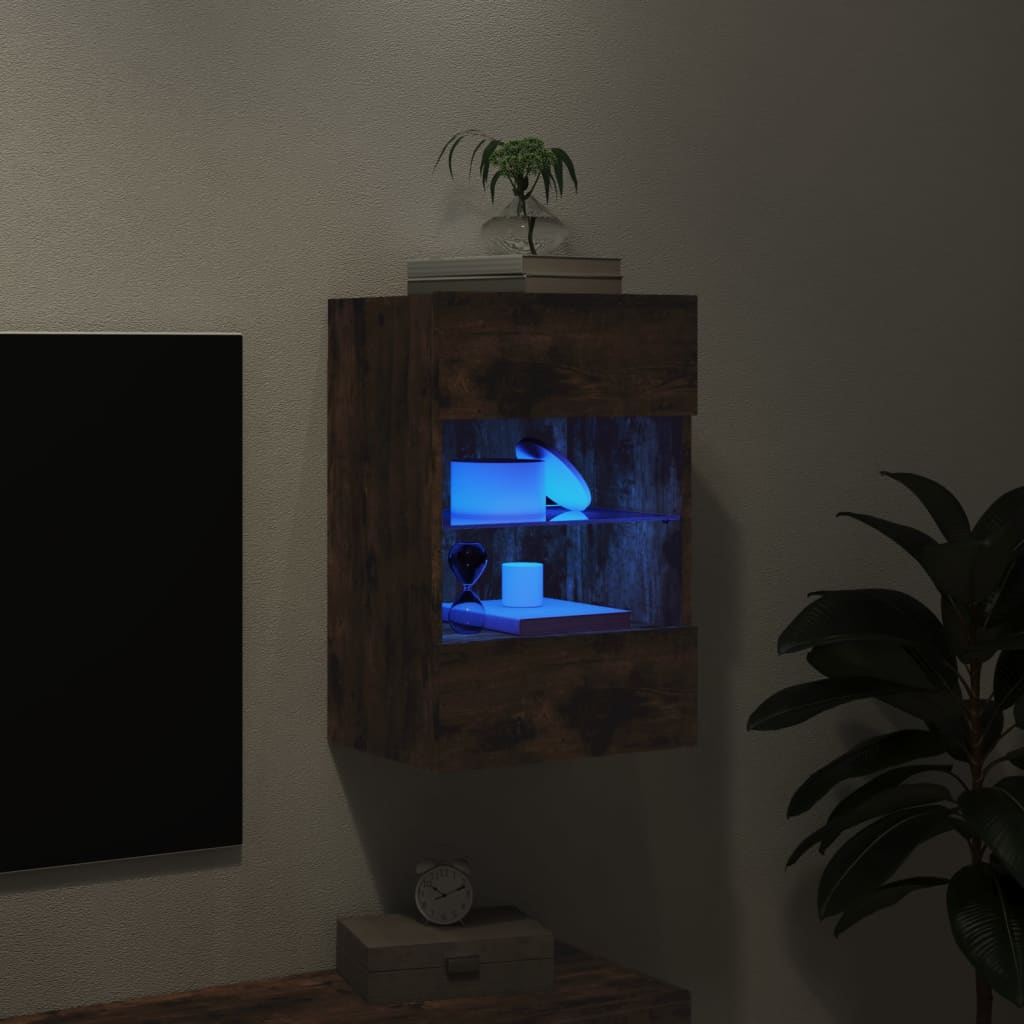 Zidni TV ormarić s LED svjetlima boja hrasta 40x30x60,5 cm