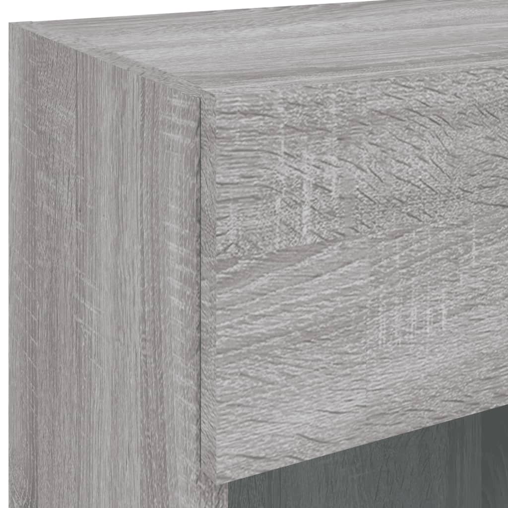 Zidni TV ormarić s LED svjetlima siva boja hrasta 40x30x60,5 cm