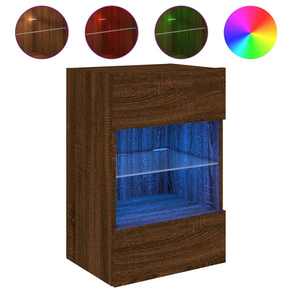 Zidni TV ormarić s LED svjetlima boja hrasta 40x30x60,5 cm