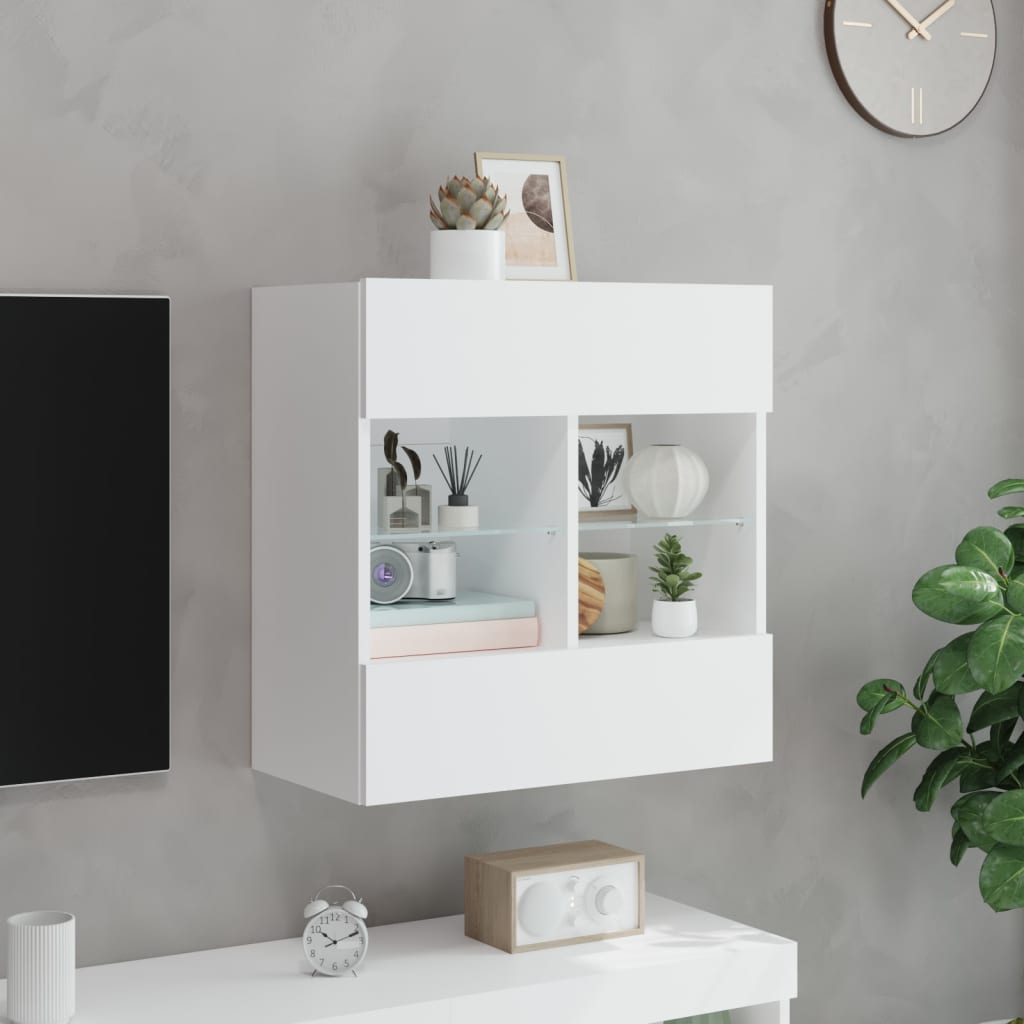 Zidni TV ormarić s LED svjetlima bijeli 58,5x30x60,5 cm