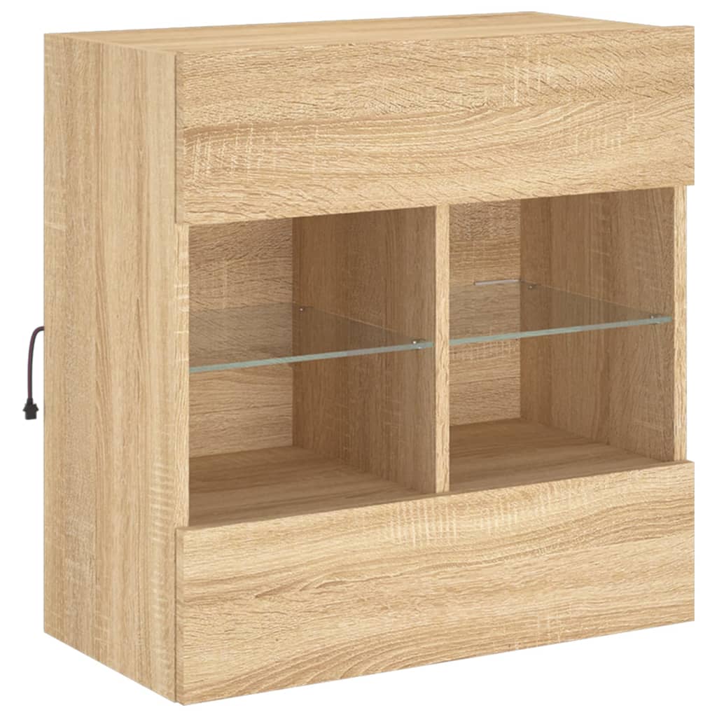 Zidni TV ormarić s LED svjetlima boja hrasta 58,5x30x60,5 cm Smeđa