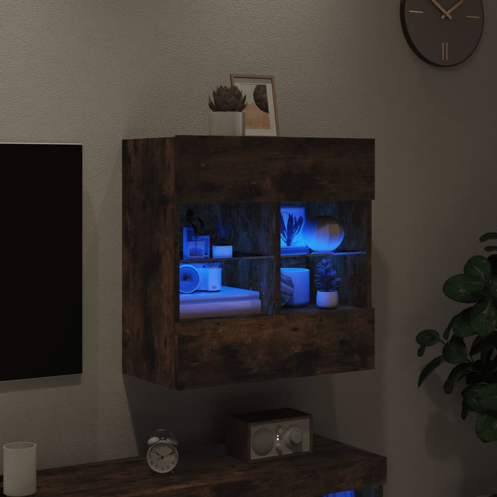 Zidni TV ormarić s LED svjetlima boja hrasta 58,5x30x60,5 cm