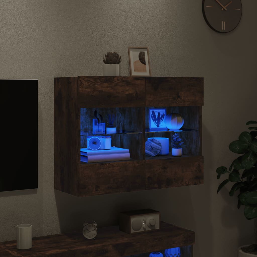 Zidni TV ormarić s LED svjetlima boja hrasta 78,5x30x60,5 cm